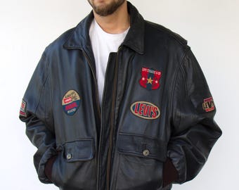 フクスキ~90s Levi's / leather jacket 1990's Vintage Levis Brown Faux Leather Bomber Jacket Sherpa
