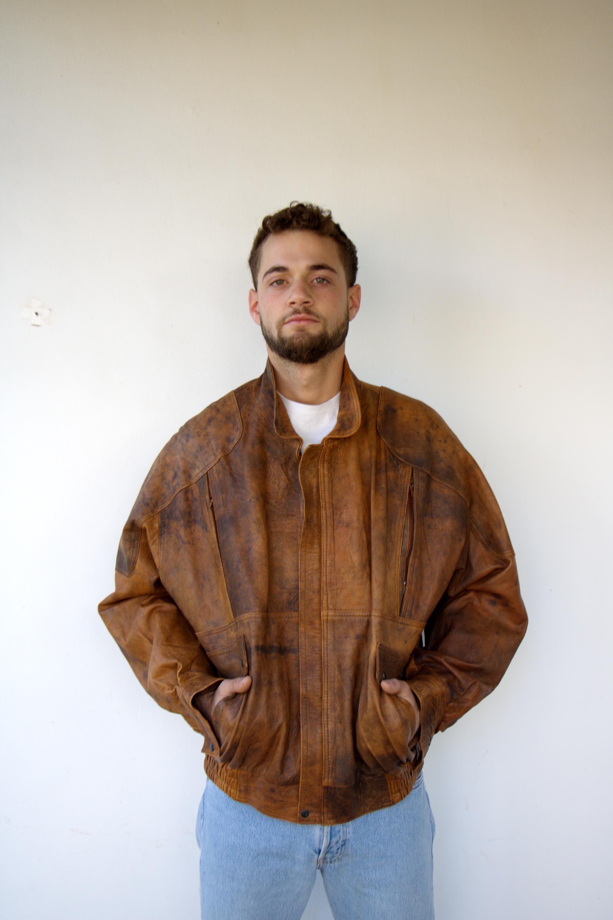 ジャケット・アウター damagedone vintages liner remake jacket VIntage The Leather Shop Sears Leather Jacket Size 42 W