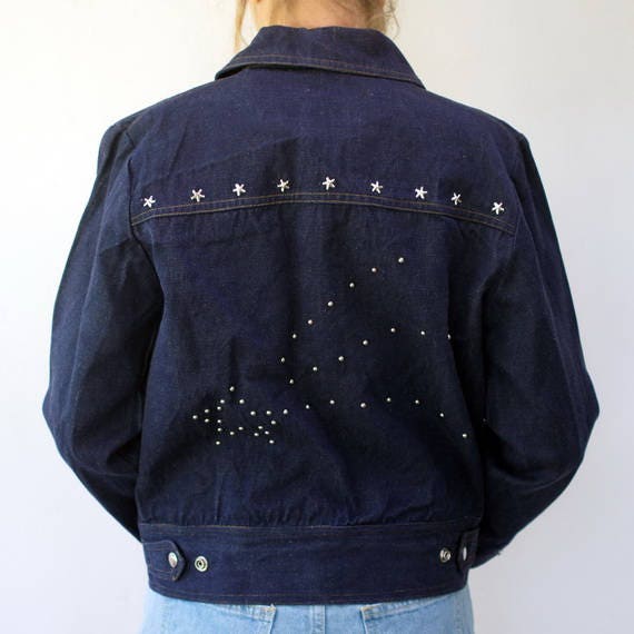 Vintage 70's Denim Jacket, Cropped Western Countr… - image 2