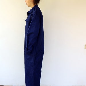 Workwear Coveralls, Vintage 70s Blue Jumpsuit Dungarees Overalls Mechanic Suit Boho Hippie Cotton Work Wear Oversize Utility 80s // O.S image 8