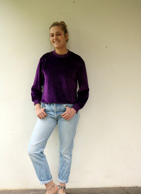 Velvet Sweater, 70s Boho Hippy Hippie Purple Velou
