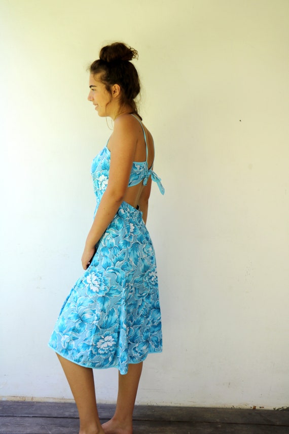 Floral Backless Dress, Vintage 70s Boho Summer Su… - image 8