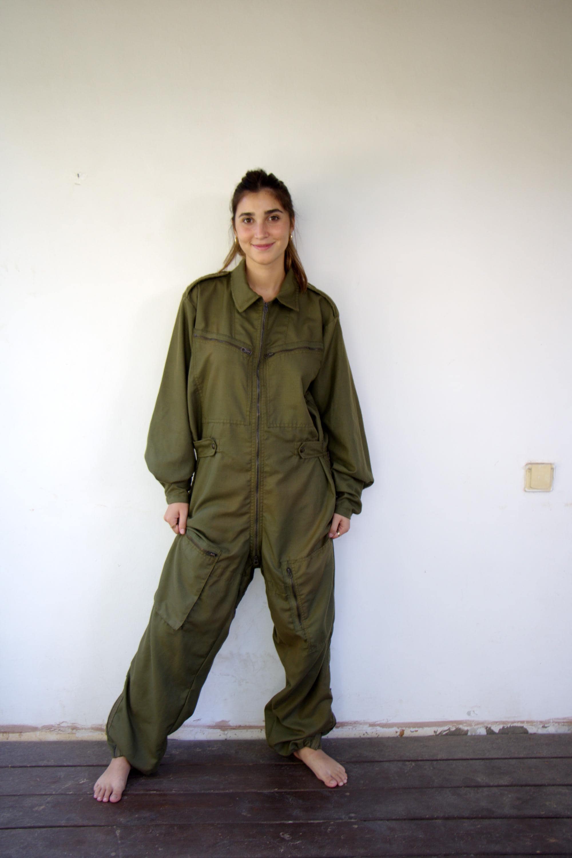Vintage 90s Army Green Military Coveralls, Flight Suit Utility