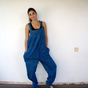 Vintage 80s Denim Overalls – Yessica C&A Boho Loose Fit Jean Jumpsuit Maternity Workwear Baggy Boho Hippie One Size // EU 44