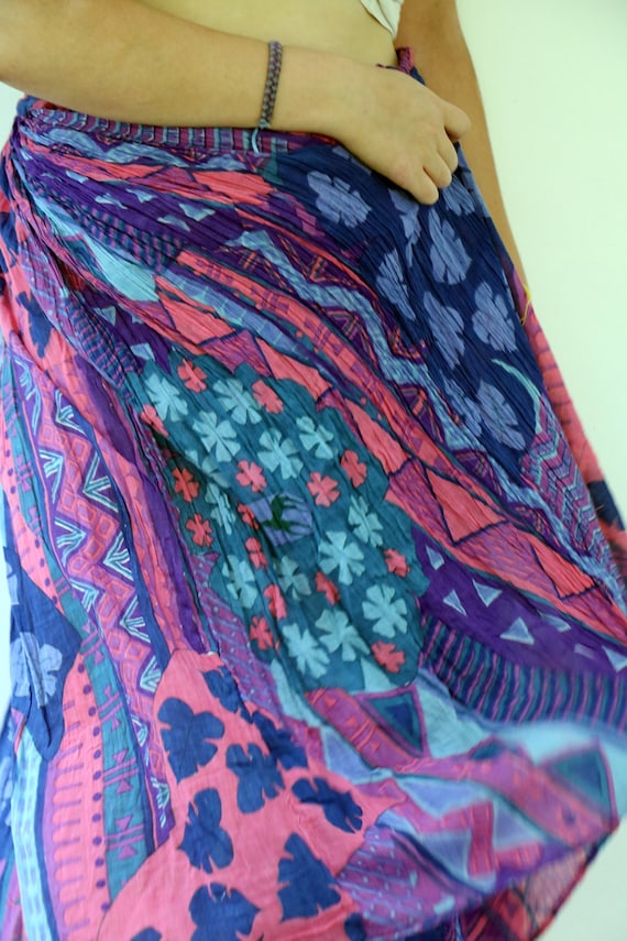 Indian Skirt, Vintage 70s Boho Hippy Cotton Gauze… - image 9
