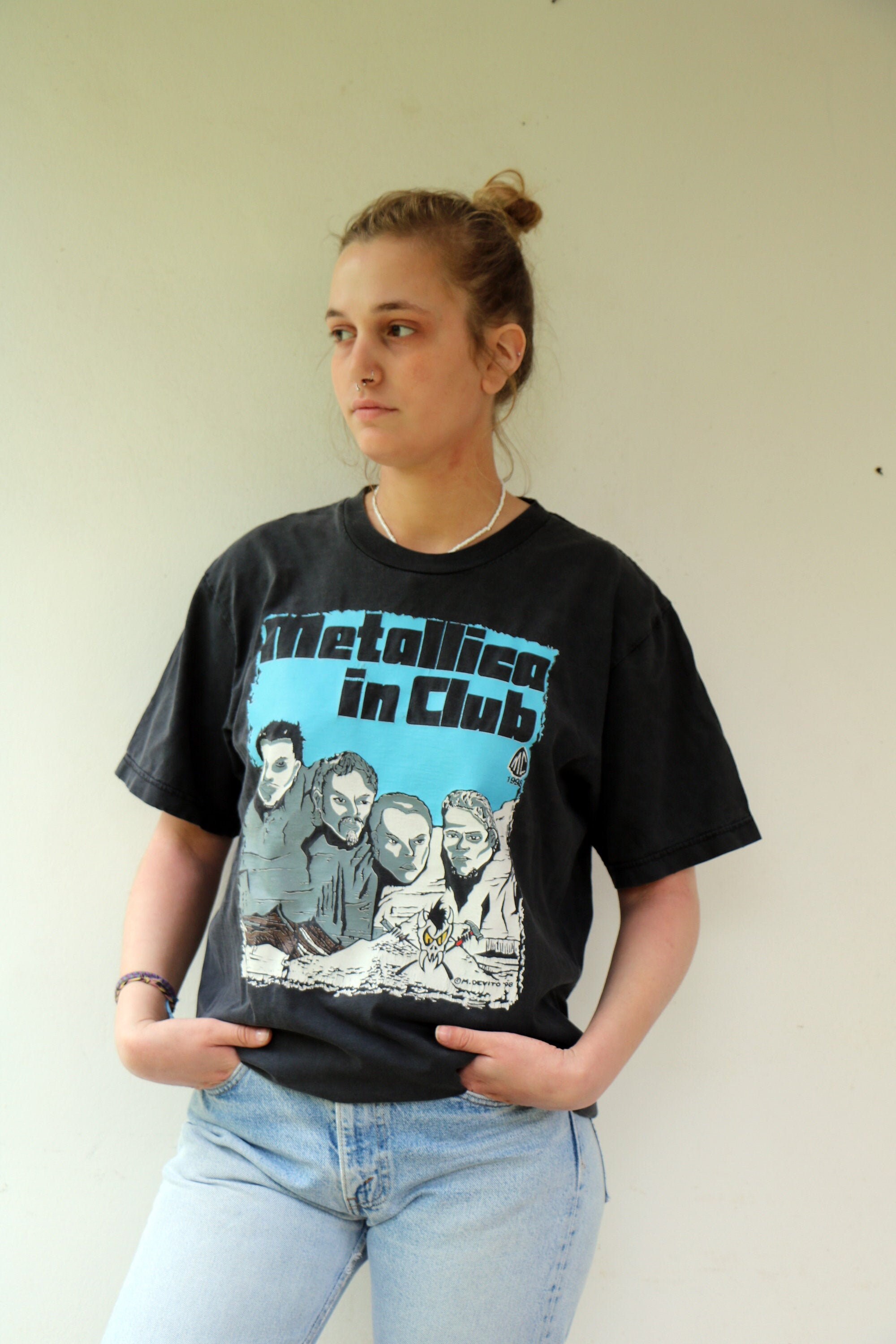 Metallica in Club Tee, Vintage 90s Stubborn Metallica-club Member 
