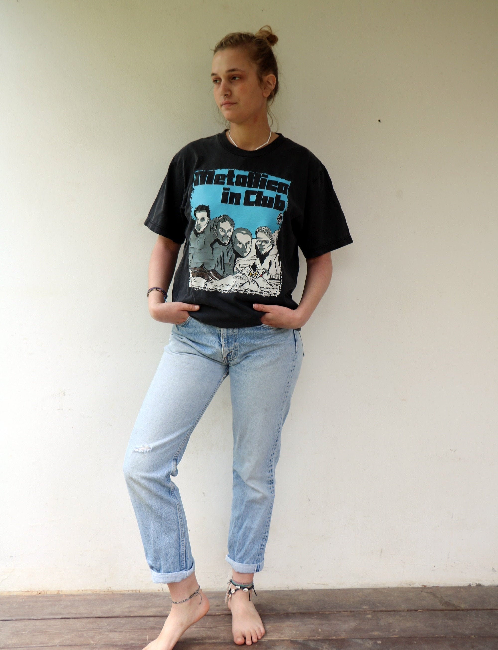 Metallica in Club Tee, Vintage 90s Stubborn Metallica-club Member 