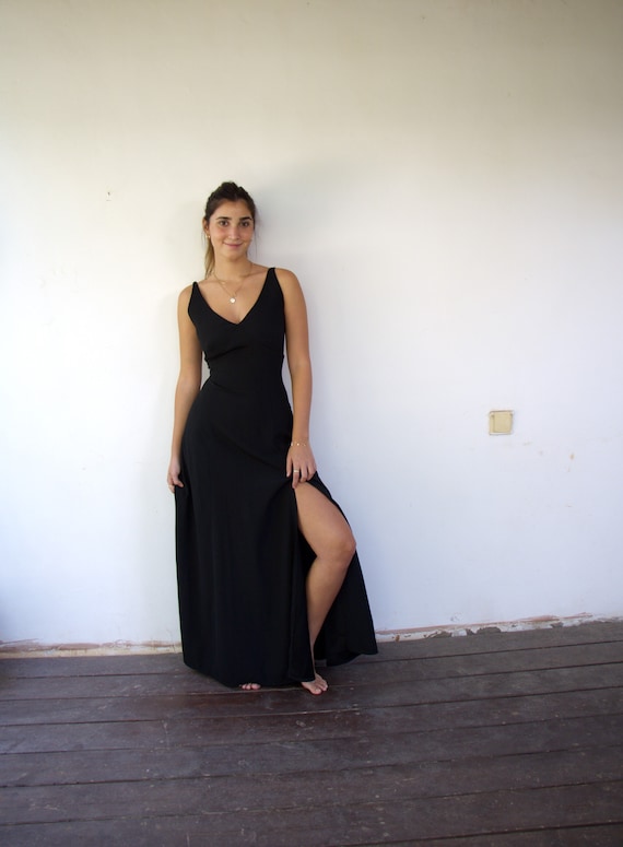 90s black maxi dress 90s Black Maxi Dress (XS)