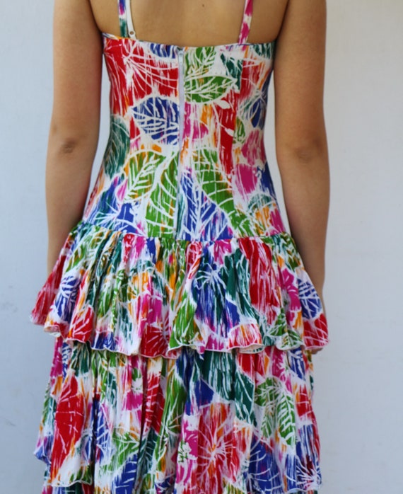 Colorful Summer Dress, Vintage 80s Boho Hippie Ru… - image 8
