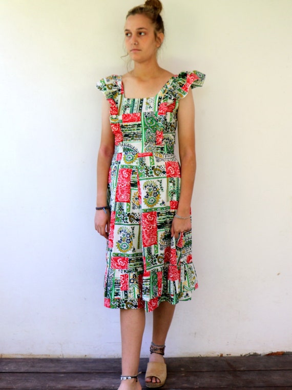 Floral Ruffle Dress, Vintage 70s 1970s Boho Hippi… - image 3