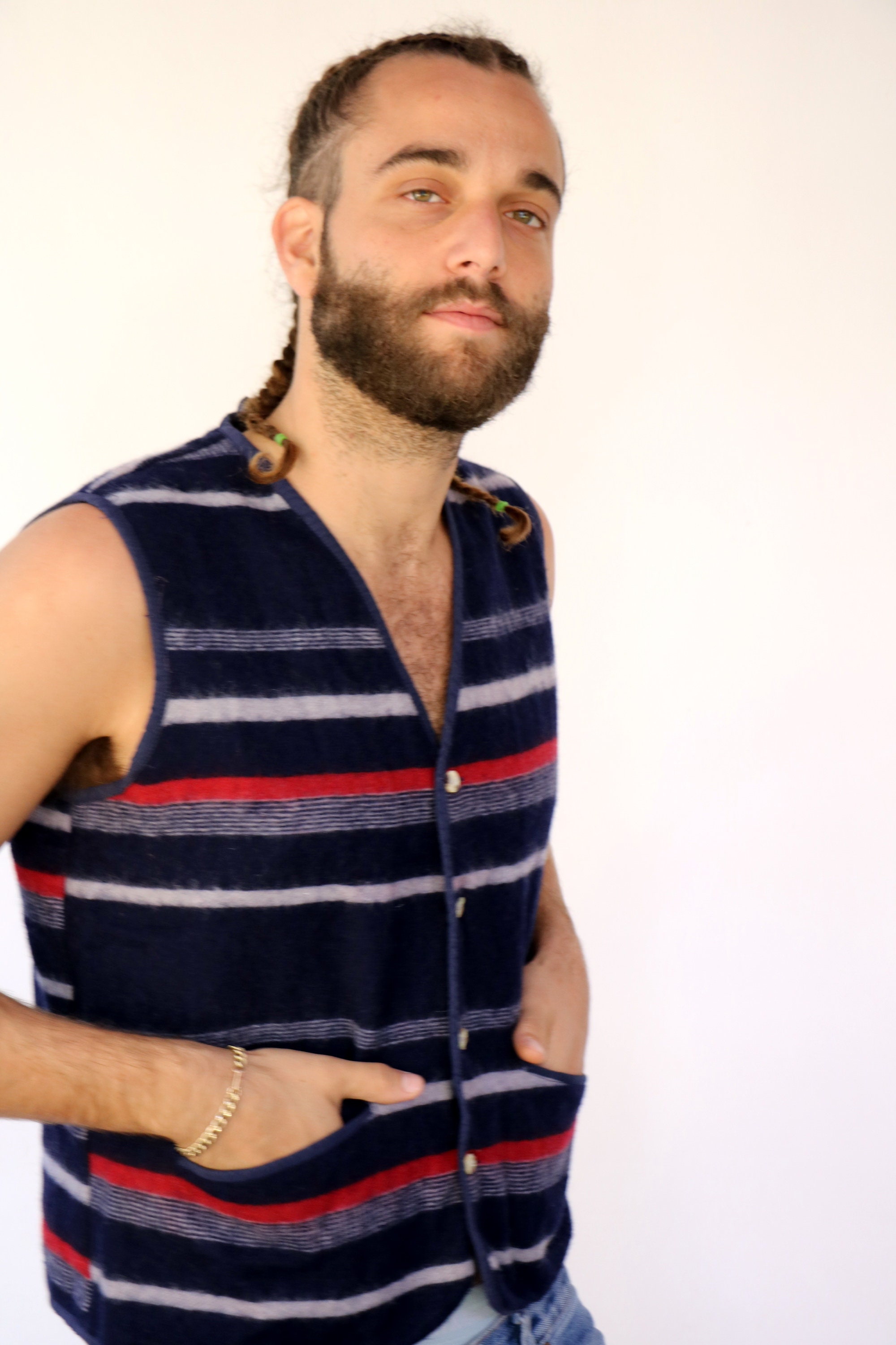 VENETTI Men's Striped Vest Vintage 80s 90s Boho Hippie - Etsy