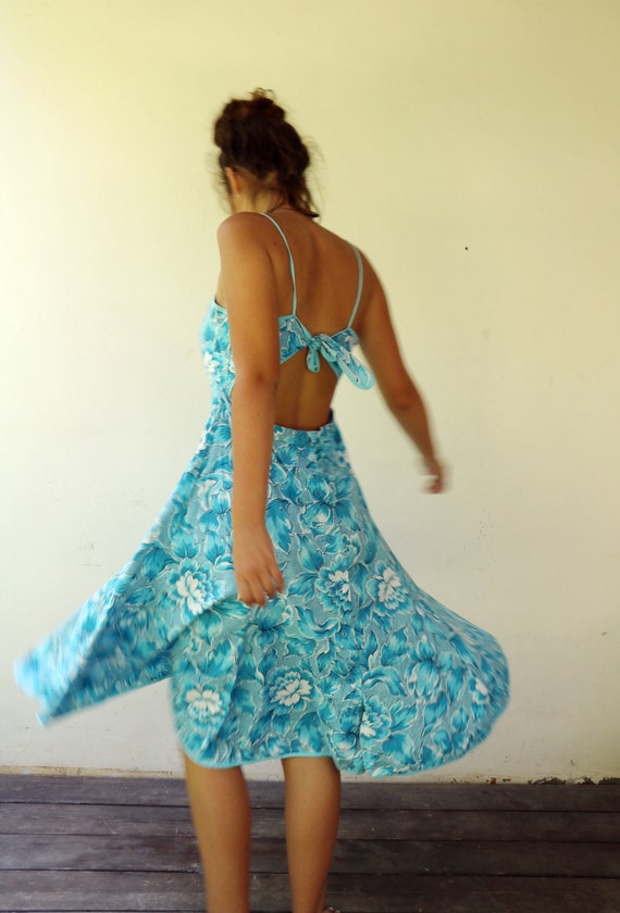 Floral Backless Dress, Vintage 70s Boho Summer Su… - image 9