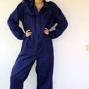 Workwear Coveralls, Vintage 70s Blue Jumpsuit Dungarees Overalls Mechanic Suit Boho Hippie Cotton Work Wear Oversize Utility 80s // O.S image 2