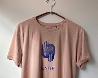 Pink Unite T-Shirt – Organic Cotton, Hand Block Printed with Eco-Friendly Inks