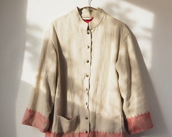 Handmade Hemp & Organic Cotton Jacket with Support Block Print