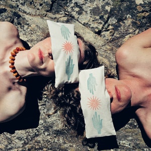 Organic Cotton Eye Pillow: Block Print, Lavender & Flaxseed