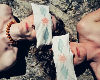 Organic Cotton Eye Pillow: Block Print, Lavender & Flaxseed