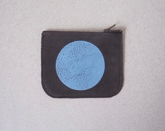 Handmade Leather Wallet with Moon Print