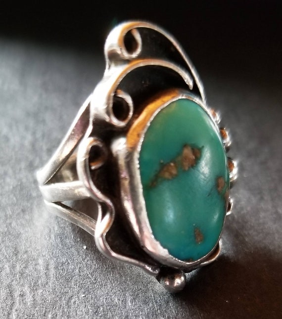 Vintage Turquoise, silver ring, vintage pawn, vint