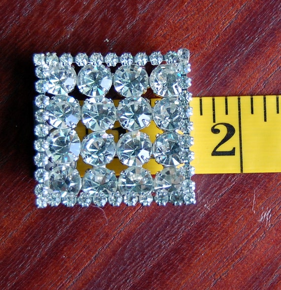 Kramer of New York Square Rhinestone Brooch - image 5