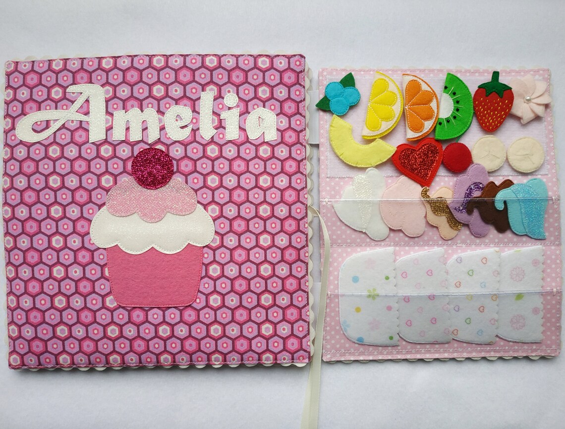 Play kitchen quiet book Felt Cupcakes toy Doll food Gift Etsy