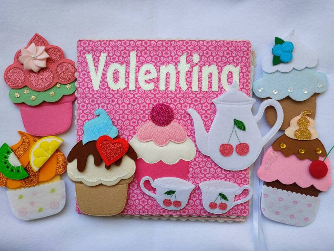 Play kitchen quiet book Felt Cupcakes toy Doll food Gift Etsy