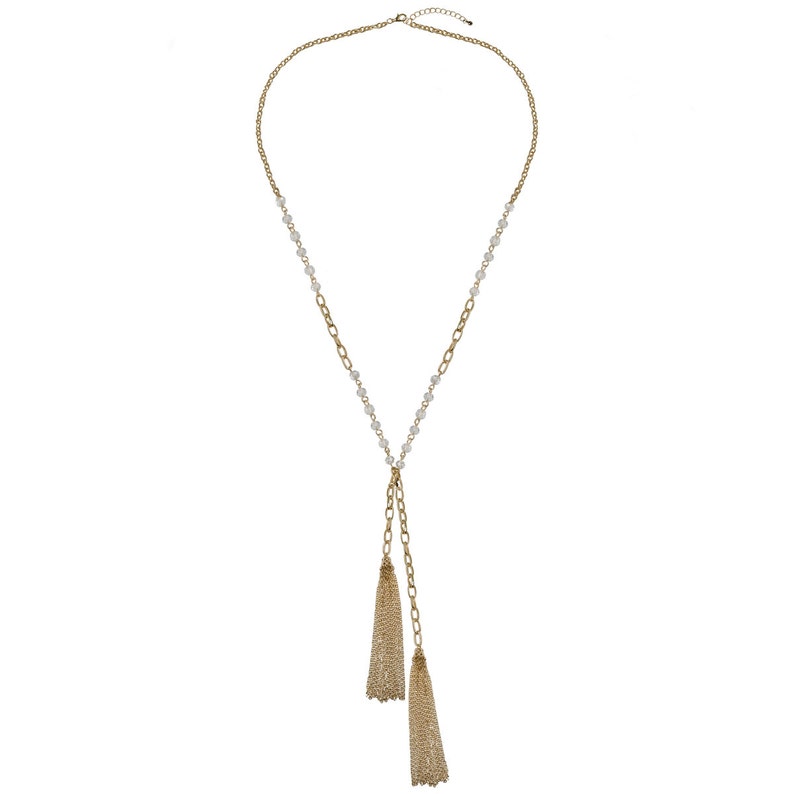 Long Gold Tassel Bohemian Y Necklace Glass Beads Boho Festival Jewellery Gifts For Her image 2