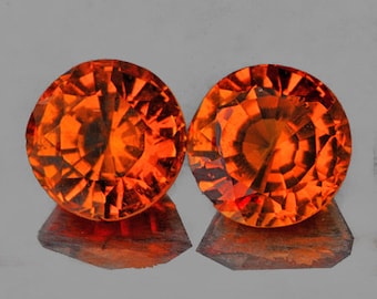 1.76 carats Round 5.30 mm 2 pieces AAA Fire Natural Mandarin Orange Spessartite Garnet, UnHeated/Untreated Garnet from Nigeria
