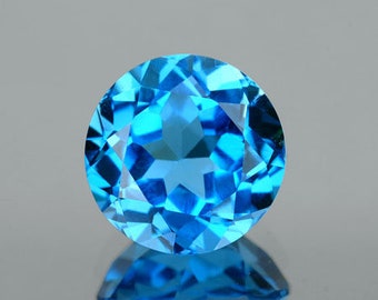 6,20 mm {1,23 cts} Runder, brillanter Schnitt AAA-Feuer-intensiver Schweizer Blautopas (makellose VVS-Klarheit)
