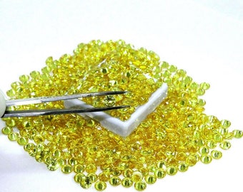 Canary Yellow Sapphire 1.20 mm 100 pieces Round Brilliant Cut, Flawless-VVS Clarity, Natural Loose Gemstone, Melee Sapphire, Accents Stones