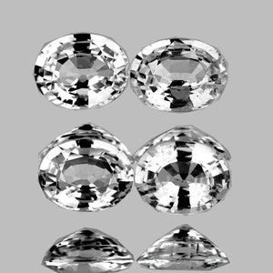 White Sapphire Oval 4x3mm 4 pieces, Flawless-VVS Clarity, Natural Loose Gemstone, UnHeated/Untreated Sapphire from Ceylon