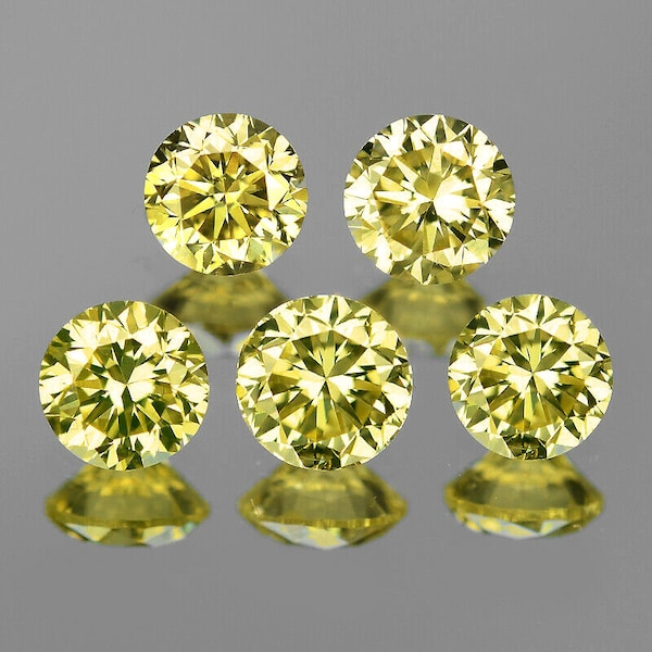 3.50 mm 5 pcs Round Brilliant Machine Cut Extreme Brilliancy Natural Canary Yellow Sapphire {Flawless-VVS}