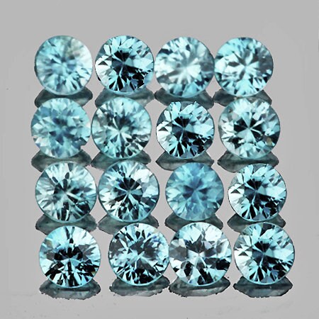Blue Zircon Round 2.50 Mm 16 Pieces , { Flawless-vvs Clarity