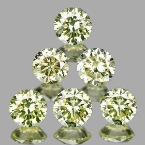 4,00 mm 6 Stück runde Brilliant Maschinenschliff extreme Brillianz natürlicher kanariengelber Zirkon {Flawless-VVS1}, AAA-Steine