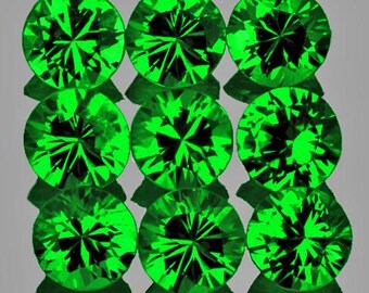 2.80 mm 9 pieces Round Brilliant Cut Extreme Brilliancy Premium Emerald Green Tsavorite Garnet Natural ( Flawless-VVS )