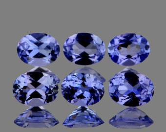 Lilablå Tanzanit Oval 4 x 3 mm 6 stycken, Felfri-VVS Klarhet, Naturlig Lös Ädelsten från Tanzania