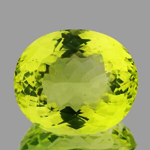 Green Gold Lemon Quartz 52.30 carat Oval 26x23mm, { Flawless-VVS1 Clarity }, Natural Loose Gemstone,  Faceted Gemstone