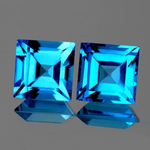 6.00 mm 2 pieces AAA Fire Natural Swiss Blue Topaz { Flawless-VVS Clarity}