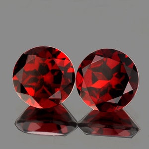 10.00 mm 2 pieces Round Brilliant Cut Natural Dark Red Mozambique Garnet { Flawless-VVS Clarity }