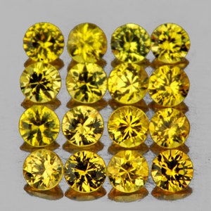 Gelber Saphir 2,20 mm 16 Stück Runde Brilliante Maschinenschliff, Flawless-VVS Klarheit, Natürlicher Loser Edelstein für Schmuck