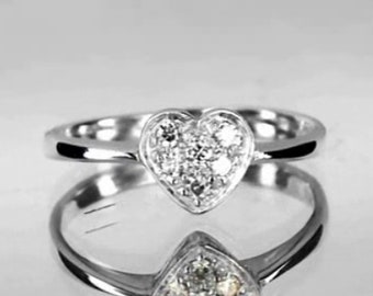 Anillo de diamantes blancos naturales, plata de ley 925, acabado de rodio, anillo de piedra preciosa blanca, joyería de diamantes blancos, anillo de diamante natural