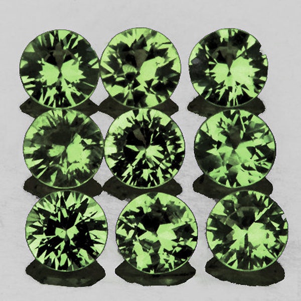 2.30 mm 9 pieces Round Brilliant Cut AAA Fire Natural Australia Green Sapphire {Flawless-VVS}