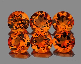 Orange Spessartite Garnet Round 3.50 mm 6 pieces, { VVS Clarity}, Natural Loose Gemstone, UnHeated/Untreated Garnet from Nigeria