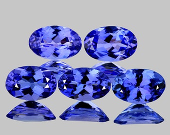 Lilablå Tanzanit Oval 5 x 3 mm 5 stycken, Felfri-VVS Klarhet, Naturlig Lös Ädelsten från Tanzania