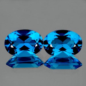 Swiss Blue Topaz Oval 8x6 mm 2 pieces , Flawless-VVS Clarity, Natural Loose Gemstone for Jewelry, Swiss Blue Topaz Pair, Blue Topaz Earring