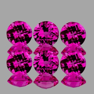 5.20 mm 6 pieces Round Checker AAA Fire Natural Hot Pink Topaz (Flawless-VVS Clarity) , Natural Loose Gemstone for Jewelry