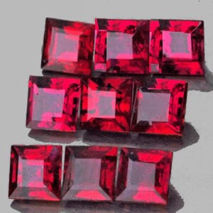 2.50 mm 9 pieces Square Emerald Cut AAA Fire Natural Red Ruby