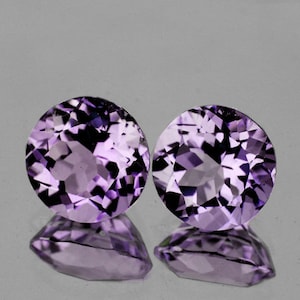 Pink Purple Amethyst Round 9.00 mm 2 pieces, Flawless-VVS Clarity, Natural Loose Gemstone for Jewelry