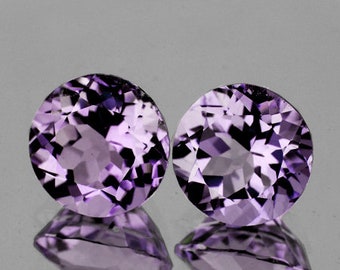Pink Purple Amethyst Round 9.00 mm 2 pieces, Flawless-VVS Clarity, Natural Loose Gemstone for Jewelry