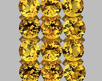 4.00 mm 12 pieces Round AAA Fire Natural Golden Yellow Citrine (Flawless-VVS)